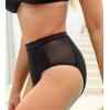 imageCUPSHE Womens Swimsuit Bikini Bottom High Waisted Quick Dry Mesh Side Bathing Suit Full Coverage Swim BottomBlack
