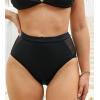 imageCUPSHE Womens Swimsuit Bikini Bottom High Waisted Quick Dry Mesh Side Bathing Suit Full Coverage Swim BottomBlack