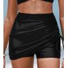 imageCUPSHE Womens Swimsuit Bikini Bottom High Waisted Swim Skirt Full Coverage Drawsting Ruching Side Self TieBlack