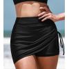imageCUPSHE Womens Swimsuit Bikini Bottom High Waisted Swim Skirt Full Coverage Drawsting Ruching Side Self TieBlack