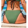 imageCUPSHE Womens Swimsuit Bikini Bottom Reversible Color Block Low Rise Side Strappy Self TieDark GreenBlack