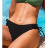 imageCUPSHE Womens Swimsuit Bikini Bottom Reversible Color Block Low Rise Side Strappy Self TieDark GreenBlack