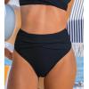 imageCUPSHE Womens Swimsuit Bikini Bottom Ruched Fashion High Waisted Bathing Suit Wrap Front Modern SwimwearBlack
