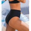 imageCUPSHE Womens Swimsuit Bikini Bottom Ruched Fashion High Waisted Bathing Suit Wrap Front Modern SwimwearBlack