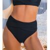 imageCUPSHE Womens Swimsuit Bikini Bottom Ruched Fashion High Waisted Bathing Suit Wrap Front Modern SwimwearBlack