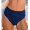 imageCUPSHE Womens Swimsuit Bikini Bottom Ruched Fashion High Waisted Bathing Suit Wrap Front Modern SwimwearNavy