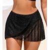 imageCUPSHE Womens Swimsuit Bikini Bottom Swim Skirt Glitter Mesh Full Coverage Irregular HemBlack