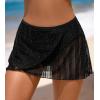 imageCUPSHE Womens Swimsuit Bikini Bottom Swim Skirt Glitter Mesh Full Coverage Irregular HemBlack