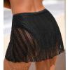 imageCUPSHE Womens Swimsuit Bikini Bottom Swim Skirt Glitter Mesh Full Coverage Irregular HemBlack