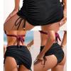 imageCUPSHE Womens Swimsuit Bikini Bottom Swim Skirt Mesh Side Ruching Drawstring Full CoverageBlack
