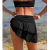 imageCUPSHE Womens Swimsuit Bikini Bottom with Short Sarong Ruffled Low Waisted Bathing Suit High Cut Cheeky BottomBlack