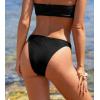 imageCUPSHE Womens Swimsuit Bikini Bottom with Short Sarong Ruffled Low Waisted Bathing Suit High Cut Cheeky BottomBlack