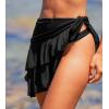 imageCUPSHE Womens Swimsuit Bikini Bottom with Short Sarong Ruffled Low Waisted Bathing Suit High Cut Cheeky BottomBlack