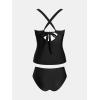 imageCUPSHE Womens Tankini Set Two Piece Bathing Suit Halter Deep V Neck Back Crisscross Adjustable StrapsBlack