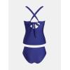 imageCUPSHE Womens Tankini Set Two Piece Bathing Suit Halter Deep V Neck Back Crisscross Adjustable StrapsRoyal Blue