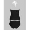 imageCUPSHE Womens Tankini Sets Halter Neck Self Tie Two Piece Swimsuit Adjustable Strappy Color Block Ruched SwimwearBlack White Colorblock