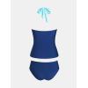 imageCUPSHE Womens Tankini Sets Halter Neck Self Tie Two Piece Swimsuit Adjustable Strappy Color Block Ruched SwimwearBlue Colorblock