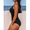 imageCUPSHE Womens Tankini Sets High Neck Mesh Cutouts Two Piece Bathing Suits Adjustable Straps Mid Rise SwimwearBlack