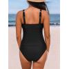 imageCUPSHE Womens Tankini Sets High Neck Mesh Cutouts Two Piece Bathing Suits Adjustable Straps Mid Rise SwimwearBlack