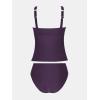 imageCUPSHE Womens Tankini Sets High Neck Mesh Cutouts Two Piece Bathing Suits Adjustable Straps Mid Rise SwimwearDeep Purple