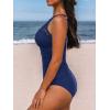 imageCUPSHE Womens Tankini Sets High Neck Mesh Cutouts Two Piece Bathing Suits Adjustable Straps Mid Rise SwimwearNavy Blue