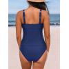 imageCUPSHE Womens Tankini Sets High Neck Mesh Cutouts Two Piece Bathing Suits Adjustable Straps Mid Rise SwimwearNavy Blue