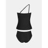 imageCUPSHE Womens Tankini Sets One Shoulder Neck Asymmetrical Ruffles Two Piece Swimsuit Adjustable Straps SwimwearBlack