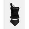 imageCUPSHE Womens Tankini Sets One Shoulder Neck Asymmetrical Ruffles Two Piece Swimsuit Adjustable Straps SwimwearBlack