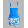 imageCUPSHE Womens Tankini Sets Square Neck High Waisted Two Piece Bathing Suits Adjustable Straps Drawstring SwimwearBright BlueFloral