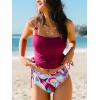 imageCUPSHE Womens Tankini Sets Square Neck High Waisted Two Piece Bathing Suits Adjustable Straps Drawstring SwimwearDeep MagentaFloral