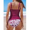 imageCUPSHE Womens Tankini Sets Square Neck High Waisted Two Piece Bathing Suits Adjustable Straps Drawstring SwimwearPurple RedFloral