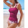 imageCUPSHE Womens Tankini Sets Square Neck High Waisted Two Piece Bathing Suits Adjustable Straps Drawstring SwimwearPurple RedFloral