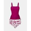 imageCUPSHE Womens Tankini Sets Square Neck High Waisted Two Piece Bathing Suits Adjustable Straps Drawstring SwimwearPurple RedFloral