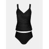 imageCUPSHE Womens Tankini Sets Surplice V Neck Two Piece Bathing Suits Adjustable Straps Shirred Mid Rise SwimwearBlack
