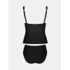 imageCUPSHE Womens Tankini Sets Surplice V Neck Two Piece Bathing Suits Adjustable Straps Shirred Mid Rise SwimwearBlack