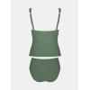 imageCUPSHE Womens Tankini Sets Surplice V Neck Two Piece Bathing Suits Adjustable Straps Shirred Mid Rise SwimwearEucalyptus Green