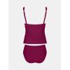 imageCUPSHE Womens Tankini Sets Surplice V Neck Two Piece Bathing Suits Adjustable Straps Shirred Mid Rise SwimwearFuchsia