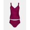 imageCUPSHE Womens Tankini Sets Surplice V Neck Two Piece Bathing Suits Adjustable Straps Shirred Mid Rise SwimwearFuchsia