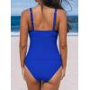 imageCUPSHE Womens Tankini Sets Surplice V Neck Two Piece Bathing Suits Adjustable Straps Shirred Mid Rise SwimwearRoyal Blue