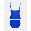 imageCUPSHE Womens Tankini Sets Surplice V Neck Two Piece Bathing Suits Adjustable Straps Shirred Mid Rise SwimwearRoyal Blue