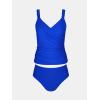 imageCUPSHE Womens Tankini Sets Surplice V Neck Two Piece Bathing Suits Adjustable Straps Shirred Mid Rise SwimwearRoyal Blue