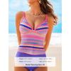 imageCUPSHE Womens Tankini Sets Two Piece Bathing Suits V Neck Adjustable Straps Textured Swimsuits Mid Rise SwimwearRainbowPurple
