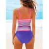 imageCUPSHE Womens Tankini Sets Two Piece Bathing Suits V Neck Adjustable Straps Textured Swimsuits Mid Rise SwimwearRainbowPurple