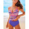 imageCUPSHE Womens Tankini Sets Two Piece Bathing Suits V Neck Adjustable Straps Textured Swimsuits Mid Rise SwimwearRainbowPurple