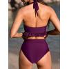imageCUPSHE Womens Tankini Sets Two Piece Swimsuit High Waisted V Neck Ruffled Sexy Bathing Suit Wide Halter Strap RuchedDeep Purple