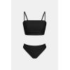 imageCUPSHE Womens Tankini Sets Two Piece Swimsuit Keyhole Cutout Scoop Neck Spaghetti Straps Drawstring Tie Bathing SuitBlack