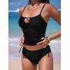 imageCUPSHE Womens Tankini Sets Two Piece Swimsuit Keyhole Cutout Scoop Neck Spaghetti Straps Drawstring Tie Bathing SuitBlack