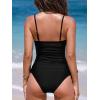 imageCUPSHE Womens Tankini Sets Two Piece Swimsuit Keyhole Cutout Scoop Neck Spaghetti Straps Drawstring Tie Bathing SuitBlack