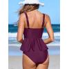imageCUPSHE Womens Tankini Sets Two Piece Swimsuit Square Neck Bathing Suit Adjustable Straps Shell Stitched Ruffled HemWine RedWhite