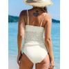 imageCUPSHE Womens Tankini Sets Two Piece Swimsuit Square Neck Mesh Bathing Suit Adjustable Spaghetti Straps DrawstringBeige